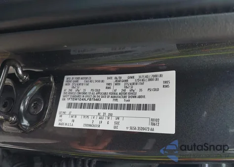 2020 Ford F-150 Xlt z USA, uszkodzony, nr VIN 1FTEW1E49LFB75483